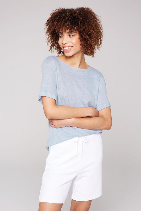 T-Shirt aus Leinen mit kleinem Label Print