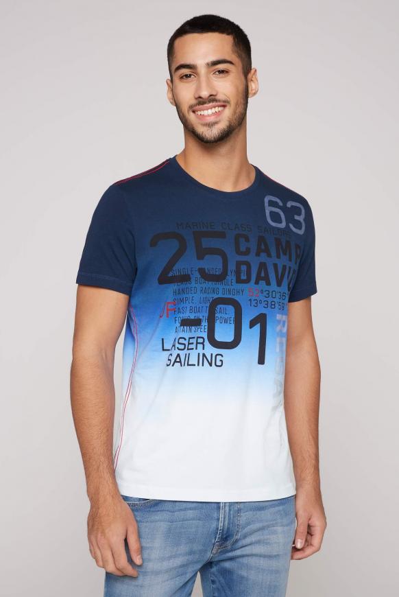 T-Shirt Dip Dye mit Frontprint blue navy