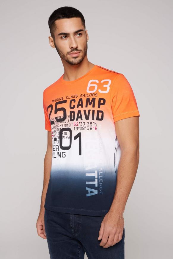 T-Shirt Dip Dye mit Frontprint blaze orange
