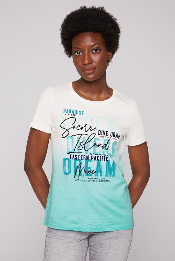 T-Shirt Dip Dye mit Glitzer-Artwork ivory