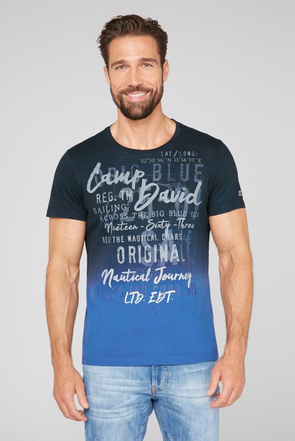 T-Shirt Dip Dye mit Label Print signal blue
