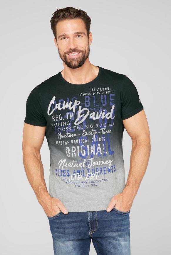 T-Shirt Dip Dye mit Label Print