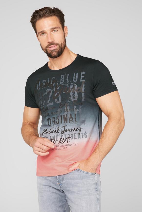 T-Shirt Dip Dye mit Label Print