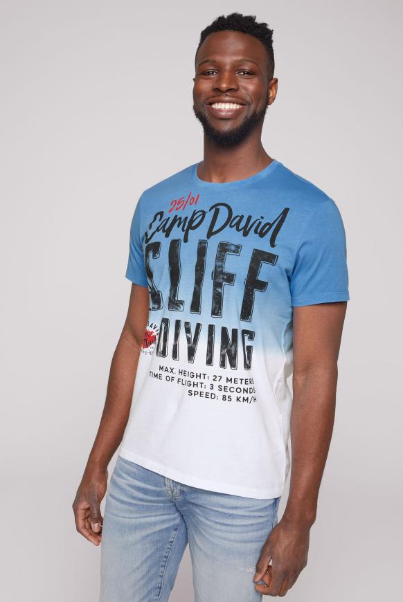 T-Shirt Dip Dye mit Label Print opticwhite