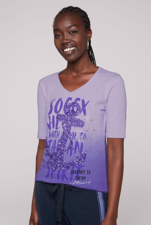 T-Shirt Dip Dye mit Pailletten-Artwork faded lavender