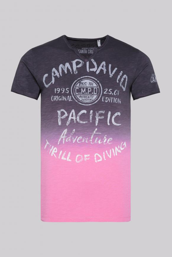 T-Shirt Dip Dye mit Prints und Used-Optik