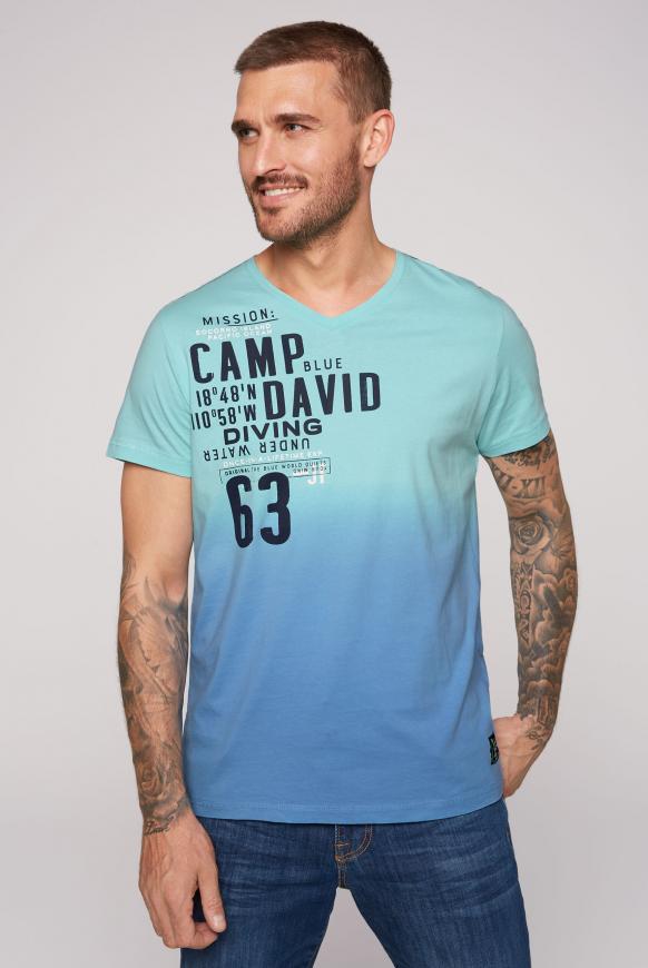 T-Shirt Dip Dye mit Rücken-Print pacific blue
