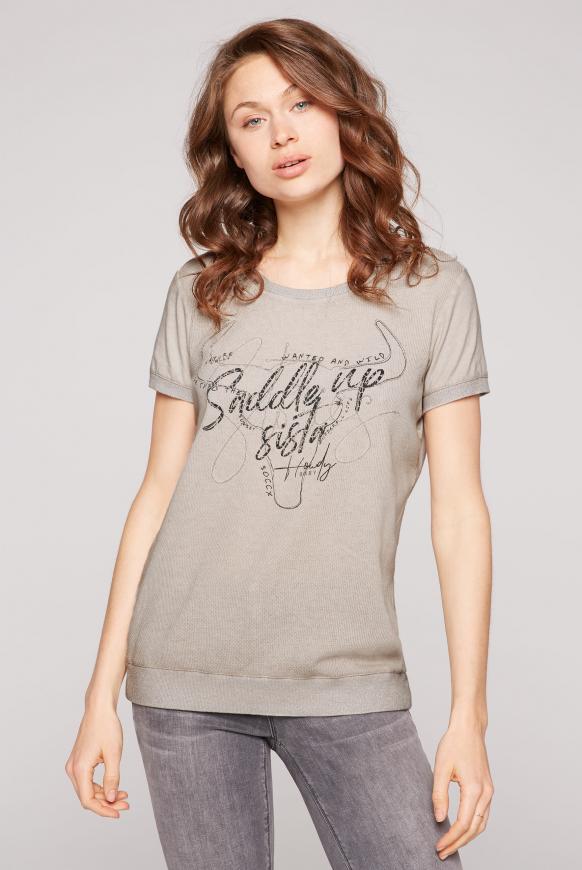 T-Shirt im Strukturmix mit Glitzerbündchen