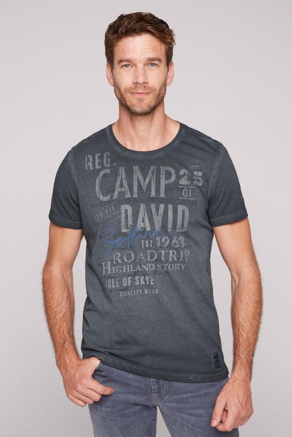 T-Shirt im Used Look mit Label Print black