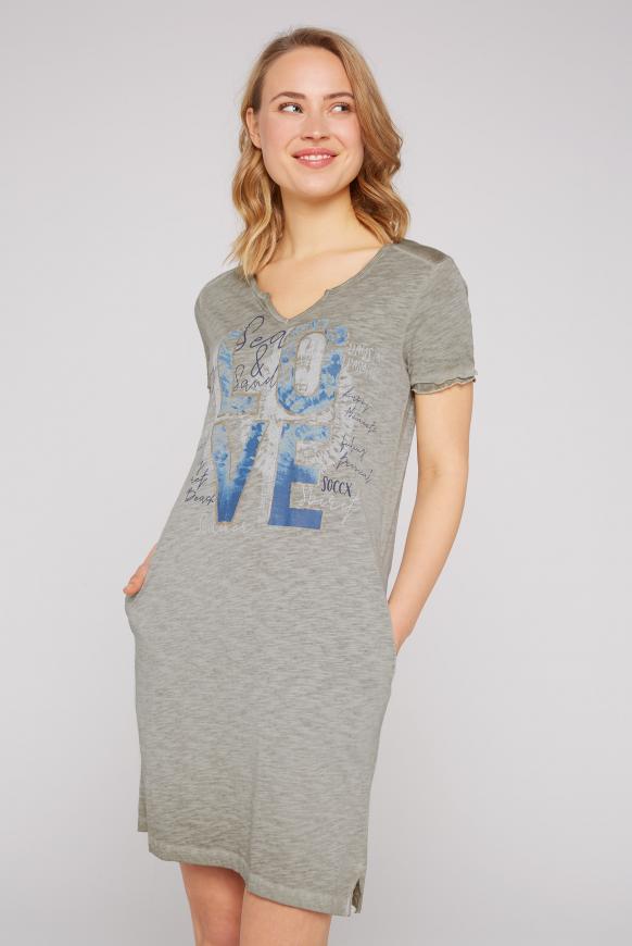 T-Shirt-Kleid mit Mesh-Einsatz und Print