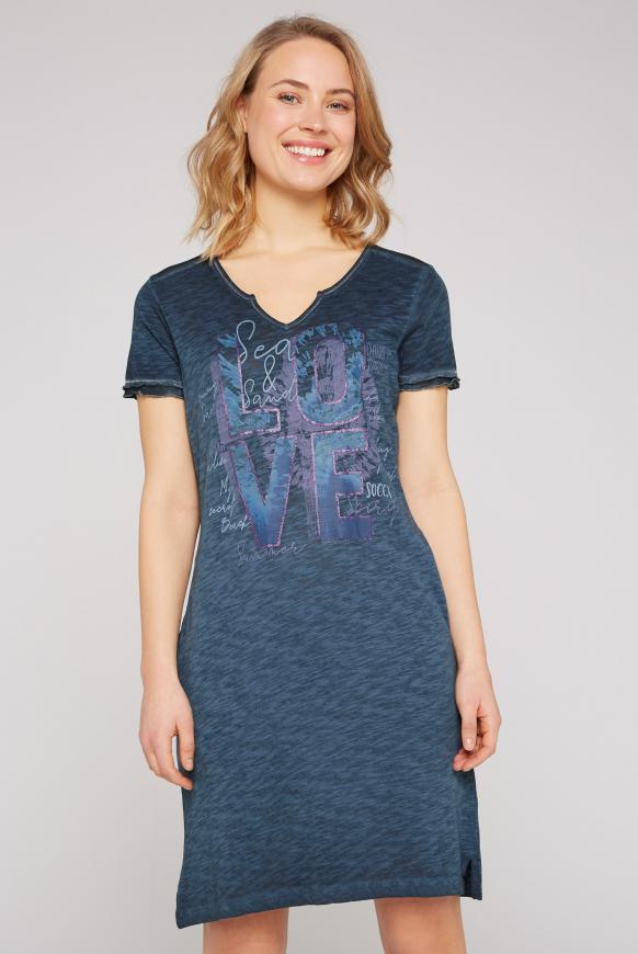 T-Shirt-Kleid mit Mesh-Einsatz und Print