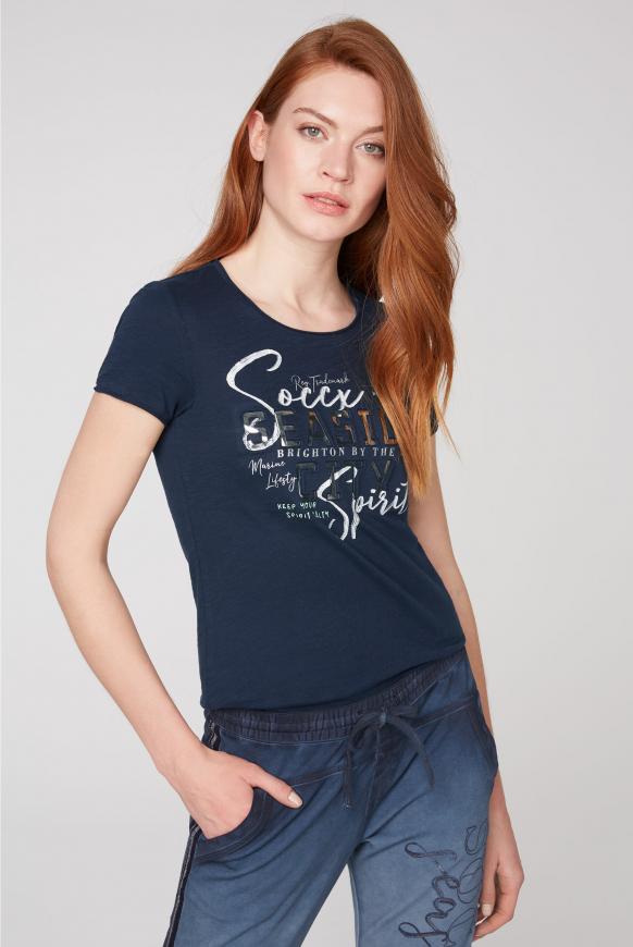 T-Shirt mit 3D-Artwork und Used-Kanten