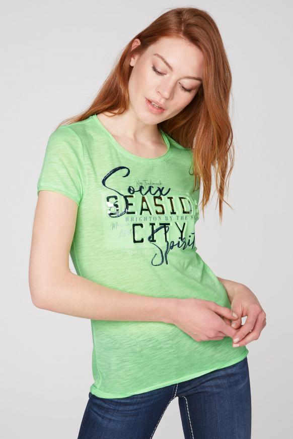 T-Shirt mit 3D-Artwork und Used-Kanten