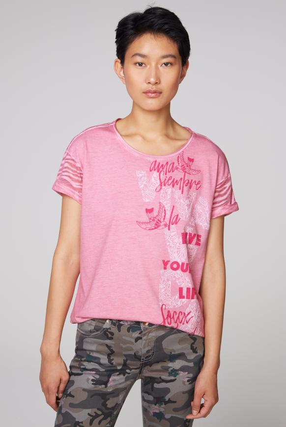 T-Shirt mit Artwork und Ausbrenner-Muster