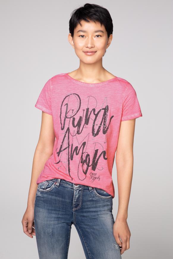 T-Shirt mit Artwork und Glitzernähten