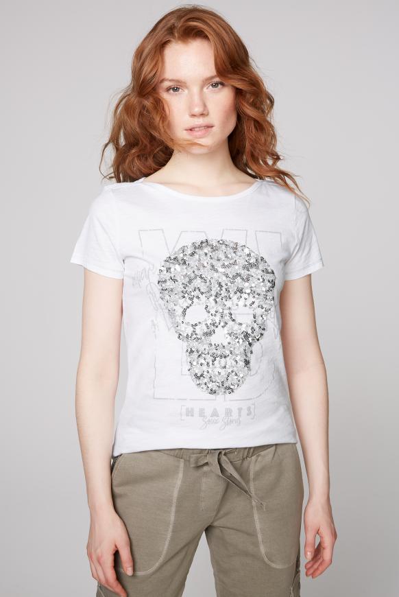 T-Shirt mit Artwork und Glitzernähten