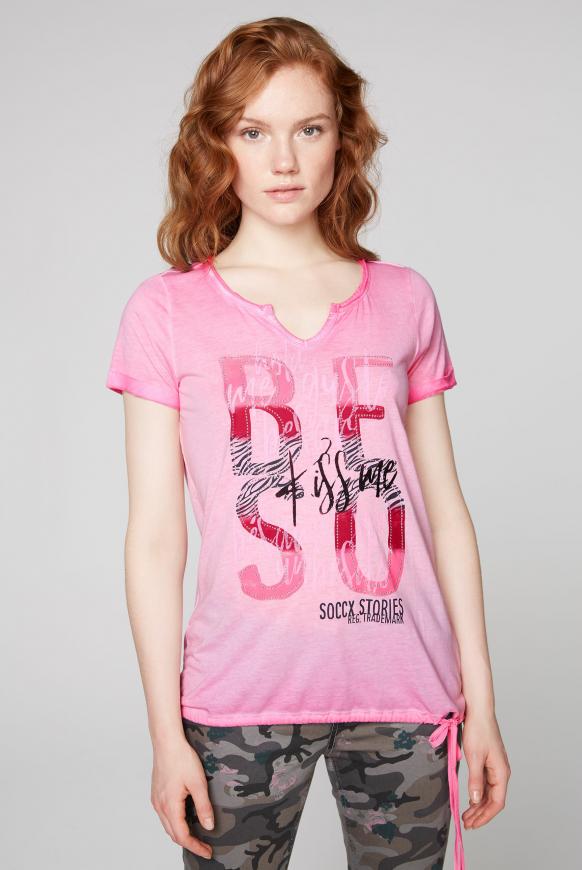 T-Shirt mit Artwork und Saum zum Binden