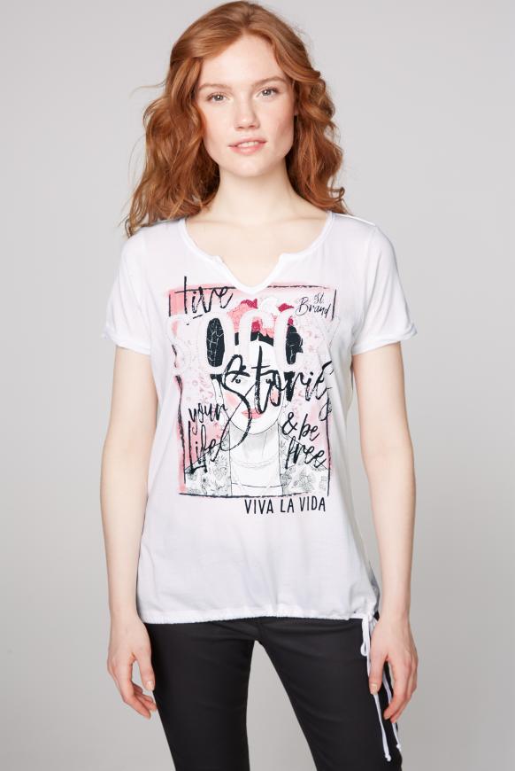 T-Shirt mit Artwork und Saum zum Binden