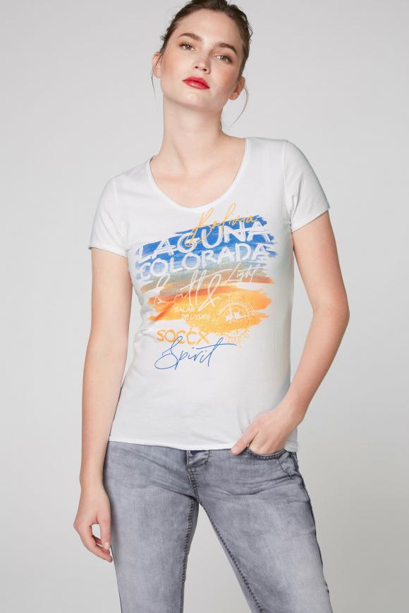 T-Shirt mit Artwork und Used-Kanten