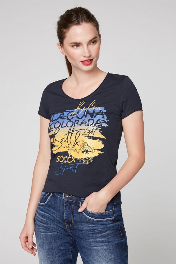 T-Shirt mit Artwork und Used-Kanten