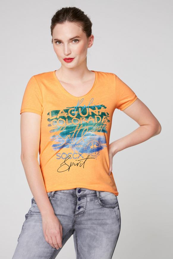 T-Shirt mit Artwork und Used-Kanten