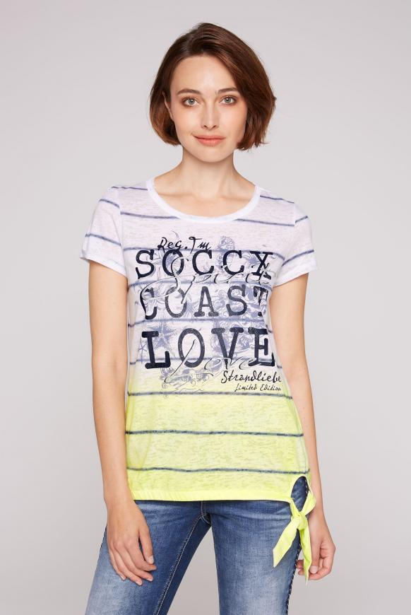 T-Shirt mit Ausbrenner- und Dip-Dye-Effekt ivory