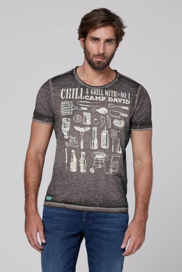 T-Shirt mit Ausbrennern und Used Print
