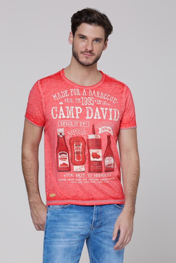 T-Shirt mit Ausbrennern und Used Print