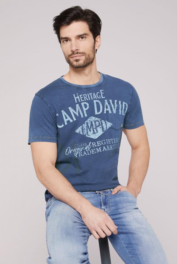 T-Shirt mit beidseitigem Used Print blue river