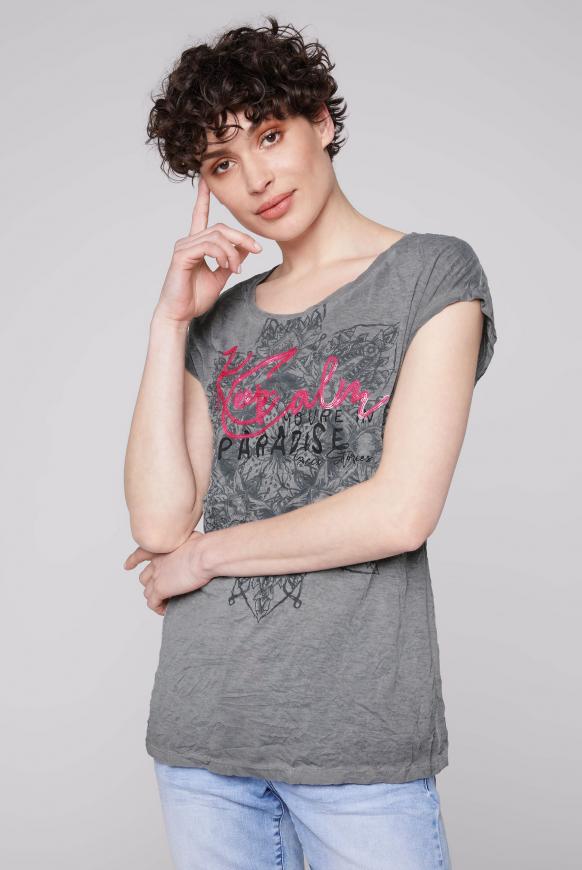 T-Shirt mit Crinkle-Effekt und Artwork
