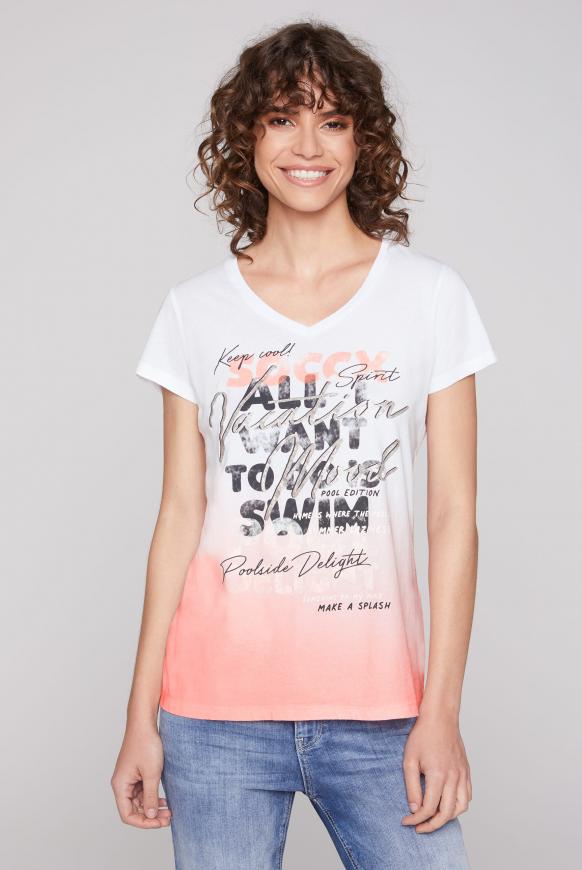 T-Shirt mit Dip-Dye-Effekt und Artwork