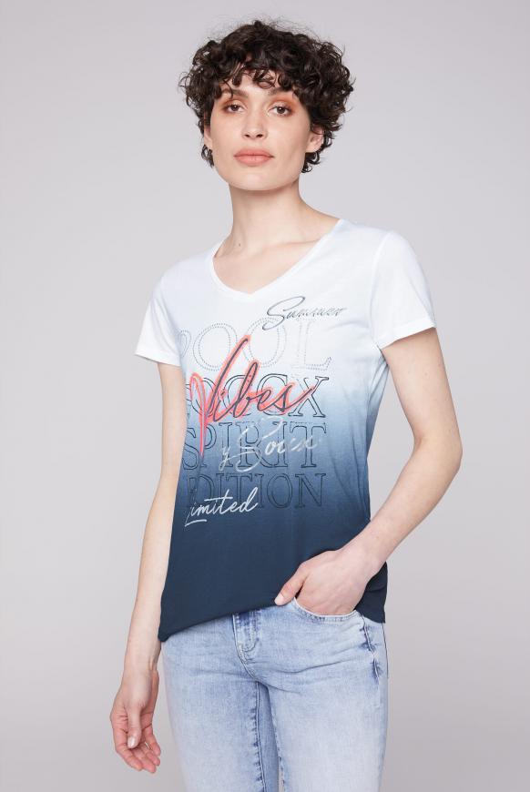 T-Shirt mit Dip-Dye-Effekt und Artwork