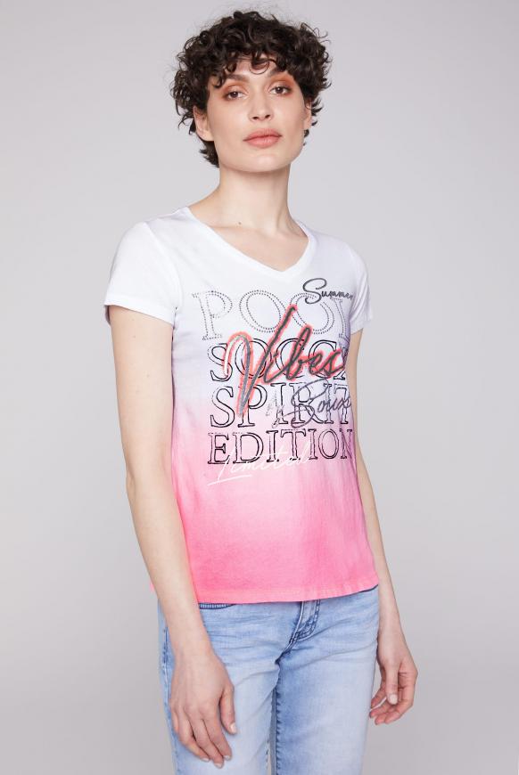 T-Shirt mit Dip-Dye-Effekt und Artwork