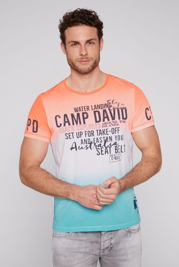 T-Shirt mit Dip-Dye-Effekt und Logo Artworks