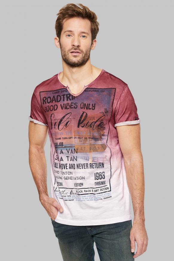 T-Shirt mit Dip-Dye-Effekt und Photoprint