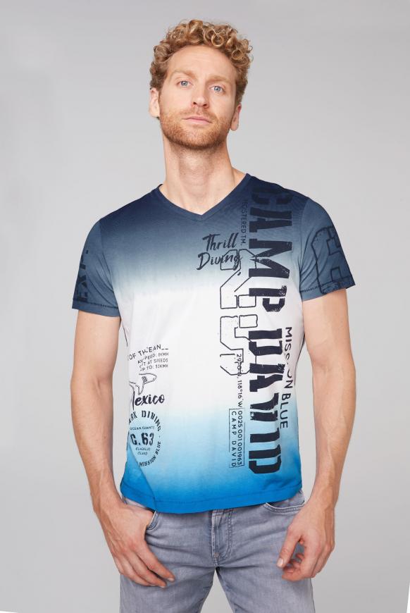 T-Shirt mit Dip-Dye-Effekt und Print