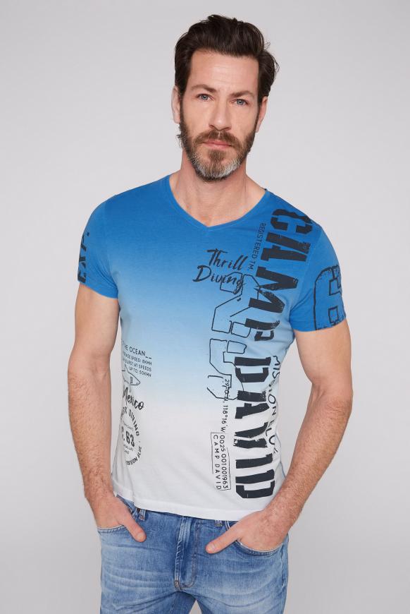 T-Shirt mit Dip-Dye-Effekt und Print