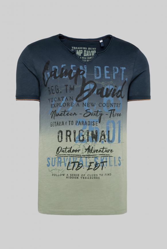 T-Shirt mit Farbverlauf und Label Prints