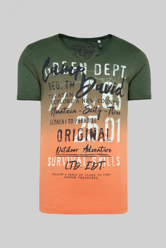 T-Shirt mit Farbverlauf und Label Prints