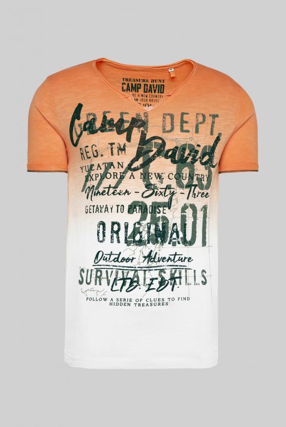 T-Shirt mit Farbverlauf und Label Prints