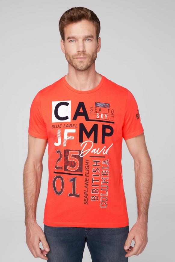 T-Shirt mit Flock-Print signal orange