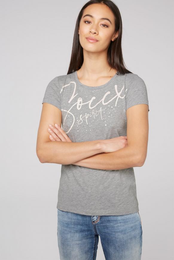 T-Shirt mit Folien-Print grey melange