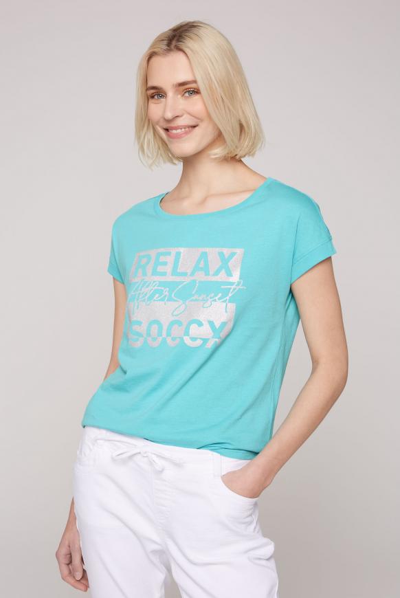 T-Shirt mit Glitter Print lagoon blue