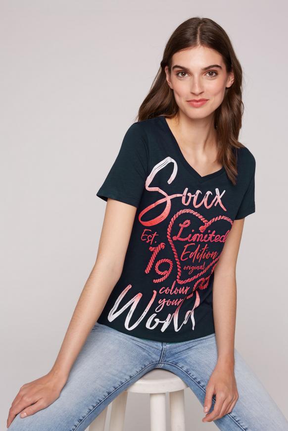 T-Shirt mit Glitter Puff Print blue navy