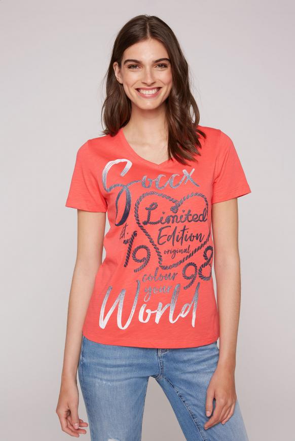 T-Shirt mit Glitter Puff Print sunset red