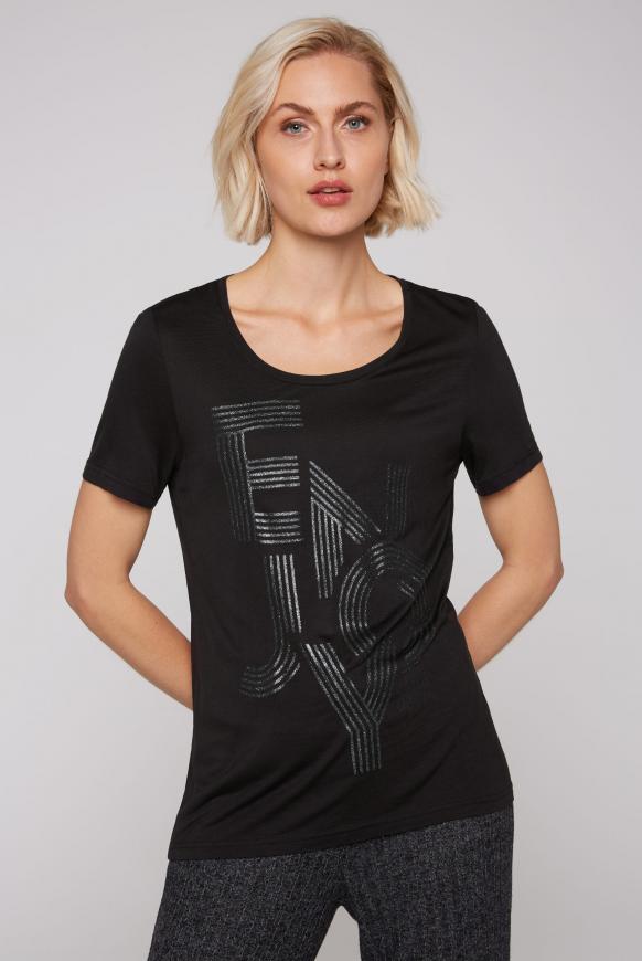T-Shirt mit Glitter Wording Print black