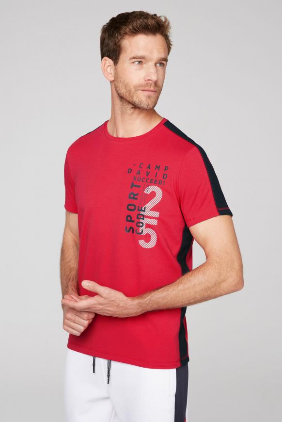 T-Shirt mit Kontrasteinsätzen speed red