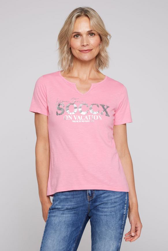 T-Shirt mit Label Print happy pink