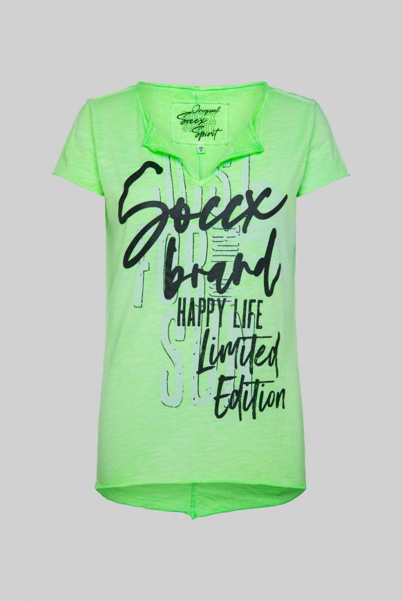 T-Shirt mit Label Print und Used Look