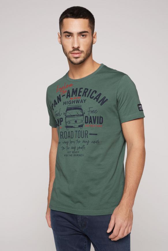 CAMP DAVID & SOCCX | T-Shirt mit Label Prints und Stickereien grey green | Sport-T-Shirts